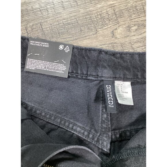 H&M Divided Womens High Waist Black Studded Denim Shorts Size 8 Streetwear New - Picture 6 of 10